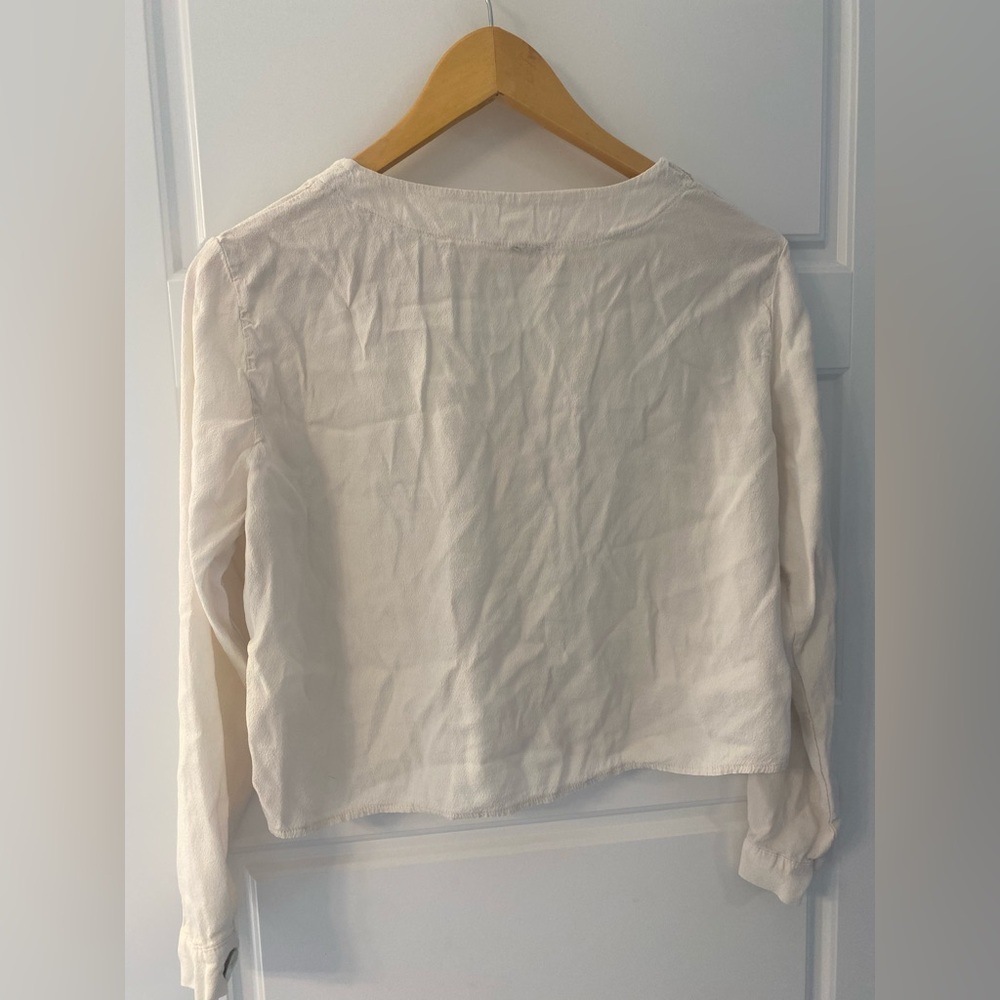 Twik Made in Italy 100% Viscose Cream Cropped Blouse Small Minimalist Boho Top - Picture 7 of 9